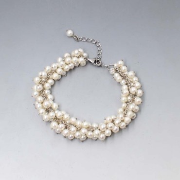 Multi pearl silver bracelet